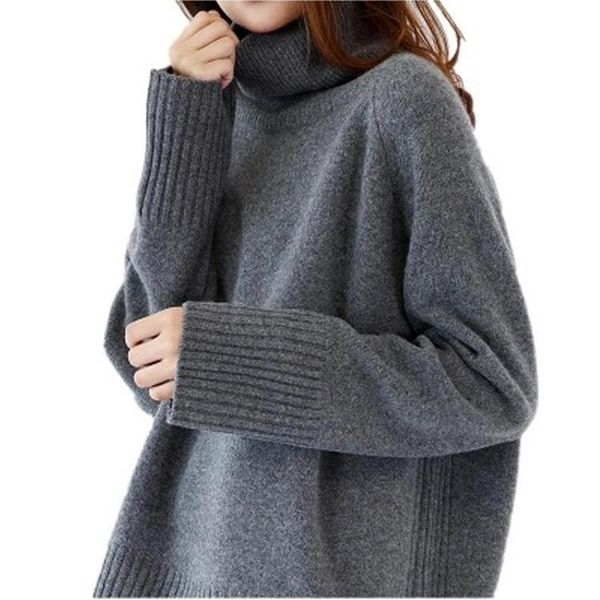 

women's sweaters 0.7 winter fashion cashmere wool women warm solid casual full sleeve turtleneck loose pullovers computer knitted, White;black