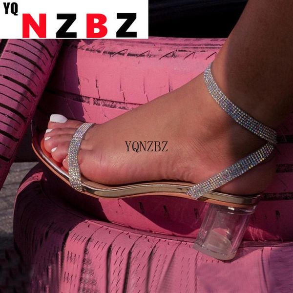 

sandals yqnzbz fashion glitter bling rhinestone transparent pvc perspex heels ladies peep toe ankle buckle strap women shoe, Black