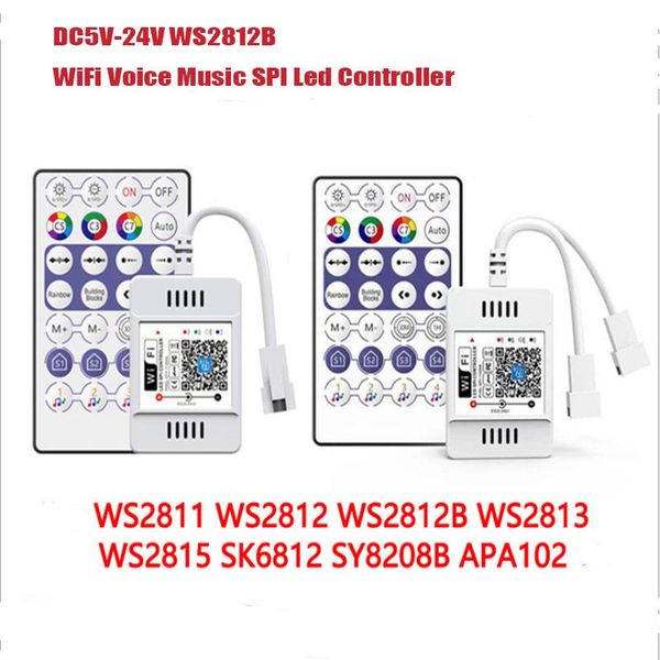 

controllers dc5v-24v ws2812b wifi voice music spi led controller for 3pin ws2811 ws2812 rgb ic light strip magic home app support alexa