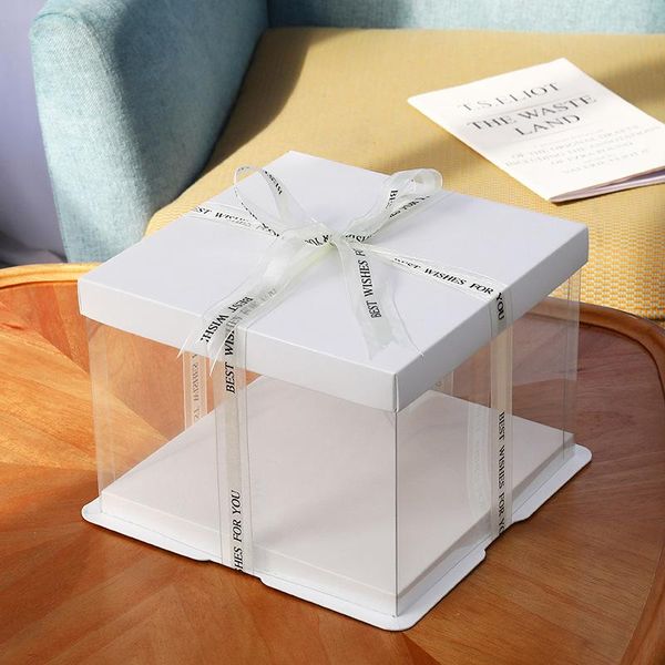 

other event & party supplies 8 inch single layer white transparent cake box baking dessert packaging multifunctional wedding anniversary bre
