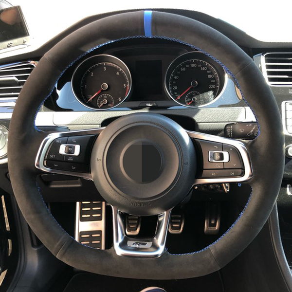 

car steering wheel cover black genuine leather suede for volkswagen vw golf 7 gti golf r mk7 vw polo gti scirocco 2015 2016