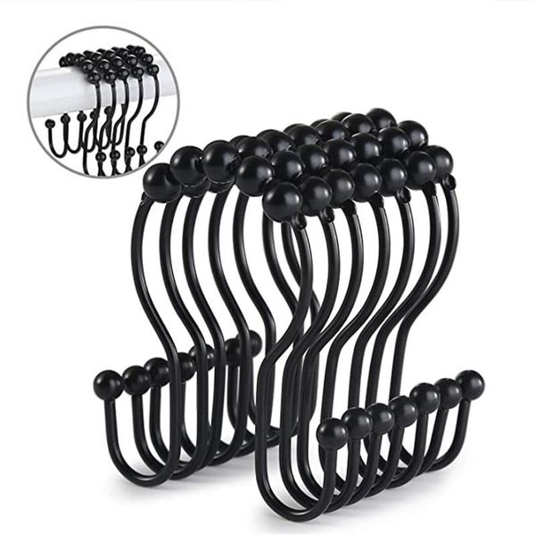 

other home decor nickel 12 pcs shower curtain hooks rings stainless steel roller rust -resistant balance sliding anti-drop double bathroom
