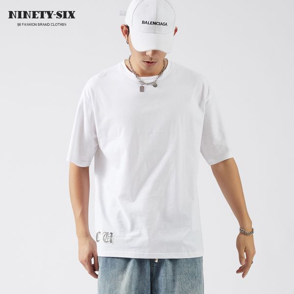 

gaojiechao sanskrit cross short t-shirt men's fashion summer loose half sleeve hip hop t-shirt, White;black