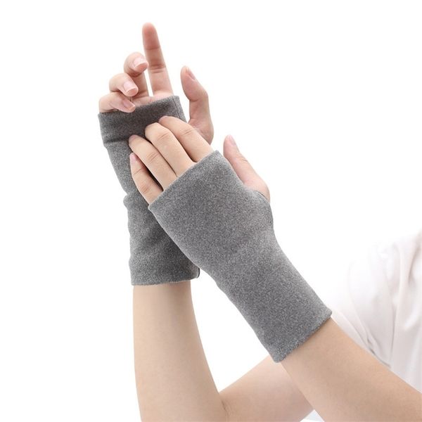 

warm half finger gloves female winter male thickened plush high elastic thin exposed students cycling outdoors, Black