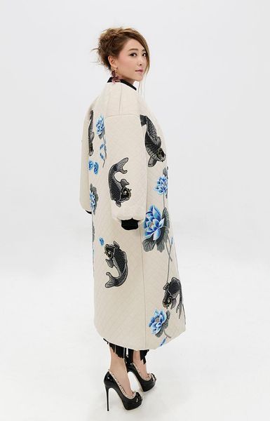 

women's trench coats beige floral zipper long, Tan;black