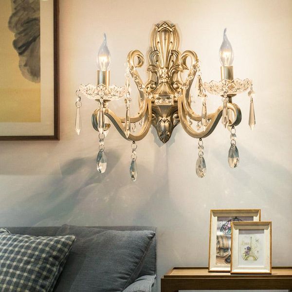 

wall lamp american country wrought iron retro living room bedroom aisle restaurant creative crystal