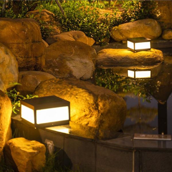 

outdoor solar garden fence pillar lamp waterproof villa parking courtyard gate column light pool street post lawn lamps