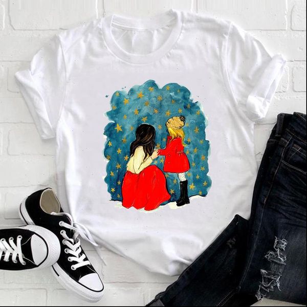

womens women cartoon spring cute fashion girl daughter 90s mom mama mother clothes ladies graphic tee tshirt female, White