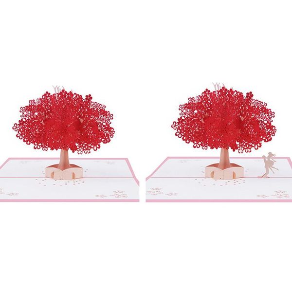 

red sakura tree 3d up cards handmade greeting card for your loved ones wedding anniversary couple promotion