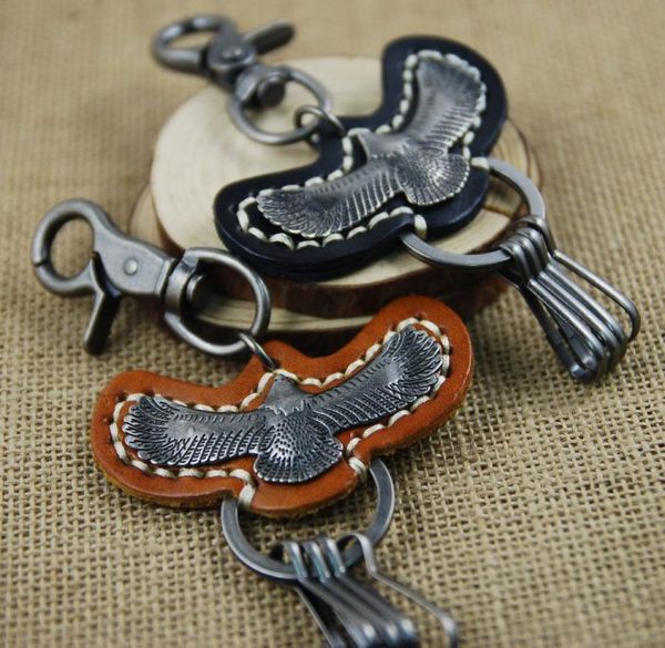 

keychains eagle keychain key holder genuine leather waist hanging chain hawk ring retro portachiavi llaveros hombre, Silver