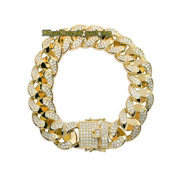 

eternity hip hop jewelry pavÃ© diamond 18mm wide cuban chain mens bracelet hip hop jewelry iced out diamond mens bracelet, Golden;silver