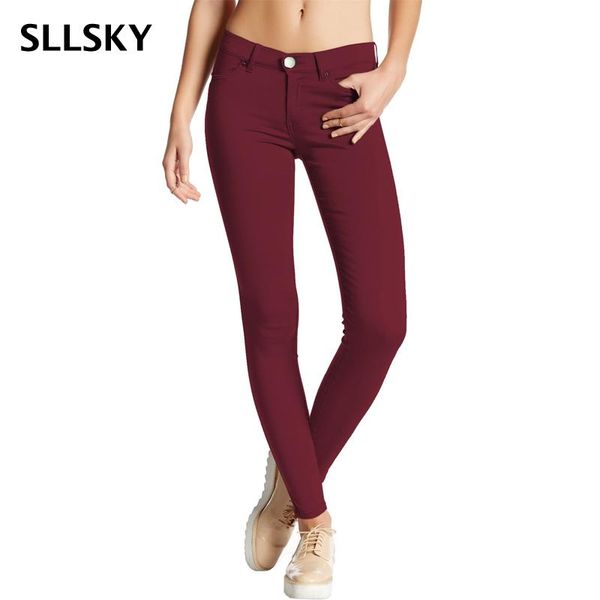 

women's pants & capris sllsky high elastic women spring autumn casual solid color skinny low waist leggings lady pencil slim trousers, Black;white
