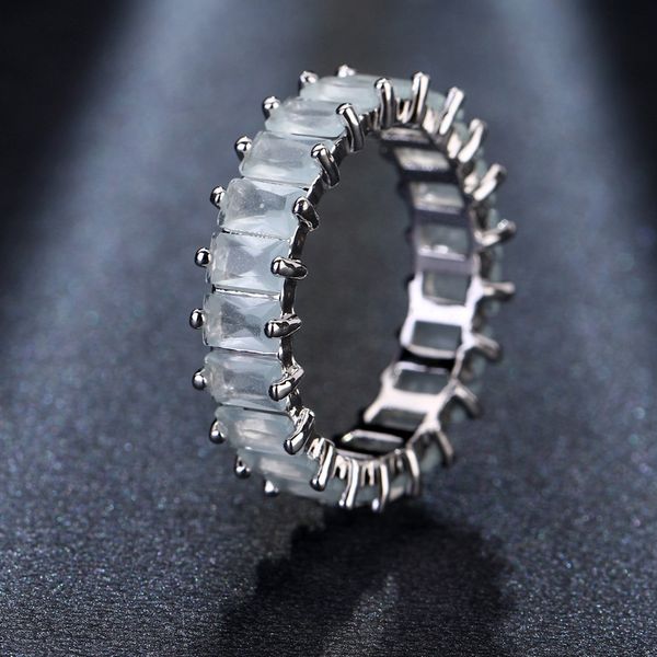 Klassischer Design-Damen-Ring mit kubischem Zirkonia, mehrfarbig, quadratischer Edelstein, Hochzeit, Verlobungsringe, Schmuck, Größe 6, 7, 8, 9