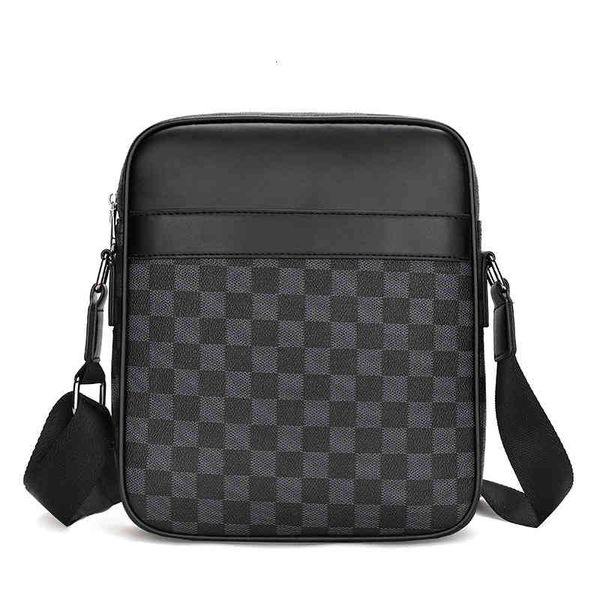 

handbag men's single shoulder bag pu chessboard lattice backpack, Black;red