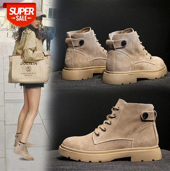 

leather martin boots women all-match british style short thick heel thick-soled mid-tube women's #t45m