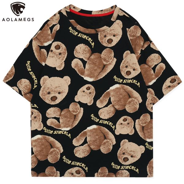 

men's polos aolamegs men's jersey retro bear printed male t-shirt will see casual hip hop style fashion released harajuku streetw, White;black