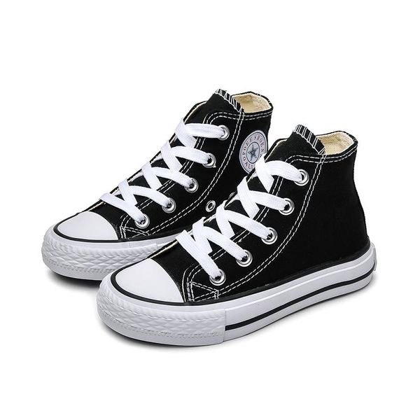 

children high-canvas girls quality fabric school shoes boys fashion candy color sneakers outside travel athletic & outdoor, Black
