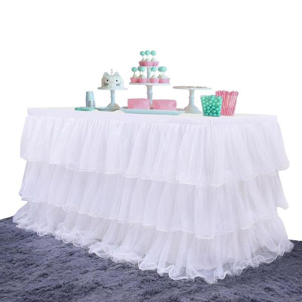 

table skirt whitetulle tutu tablecloth 6ft 9ft 3 tiers el dinner tableware decoration birthday baby shower party