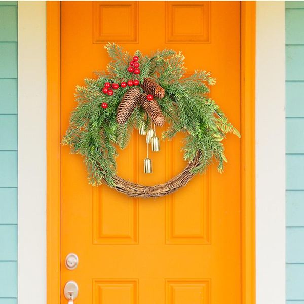 

decorative flowers & wreaths artificial christmas wreath 40cm pinecone rattan hanging ornaments front door wall garlands for year wedding la