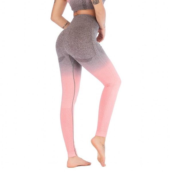 

yoga outfits women gradient pants hip push up compression running tights high waist elastic gym fitness sport leggings seamless, White;red