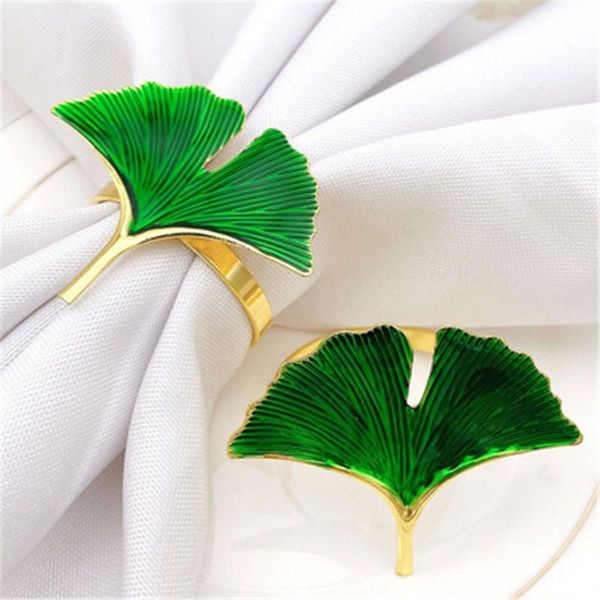 

napkin rings 6 / pcs el green gingko leaf buckle ring mouth factory direct sales