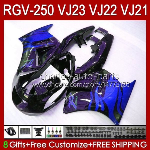 Body Kit für Suzuki RGVT blau Flammen schwarz RGV 250 CC RGV250 SAPC VJ23 Cowling RGV-250CC RVG250 250CC 97 98 Karosserie 107HC.178 RGVT-250 VJ 23 RGV-250 Panel 1997 1998 Verkleidungen