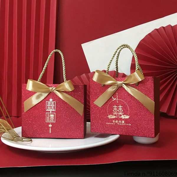 

gift wrap wedding supplies candy box creative frosted bag chinese red tote