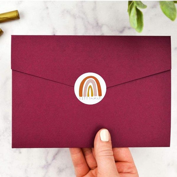 

greeting cards f2te 500pcs 1.5 inch rainbow happy mail stickers round label for bags envelopes gift wraps tags mailers