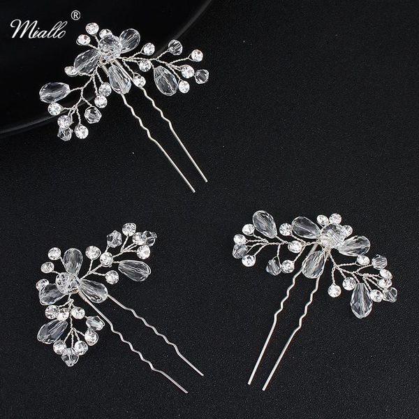 

hair clips & barrettes miallo 9pcs/lot handmade rhinestones silver color fork for women jewelry accessories ornaments stylist's select, Golden;silver