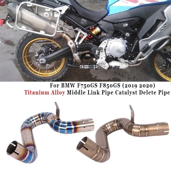 

motorcycle exhaust system modified titanium alloy middle link pipe catalyst delete for f750gs f850gs f850 gs 2021