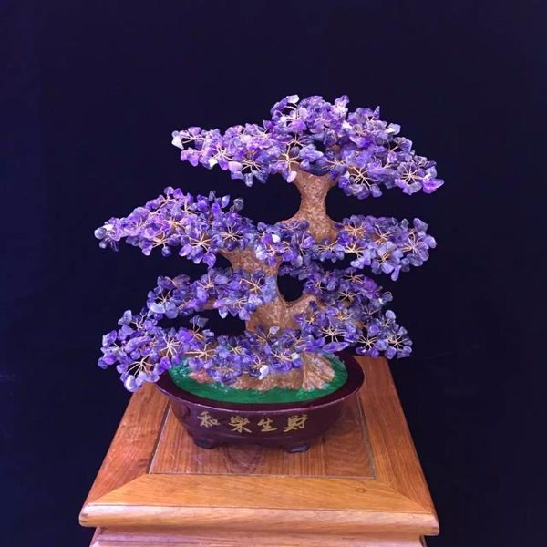 

decorative objects & figurines 2021 wholesale gemstone amethyst healing trees yellow crystal tree for decoration home feng shui mascot hand