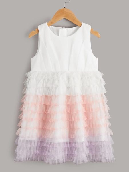 

toddler girls ombre layered hem dress she, Red;yellow