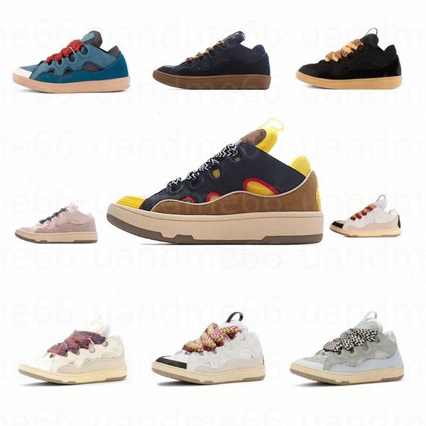 

2022 new curb bumpr casual shoes lanviin bur house men and women fashion catwalk stitching color low loafers breathable sneakers 35-45 v5ii#, Black