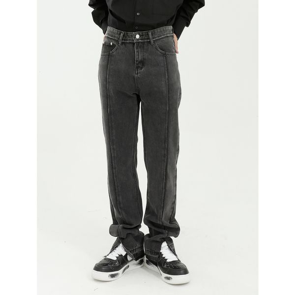 

men's wear | 21ss korean grey slim trousers split jeans, Blue
