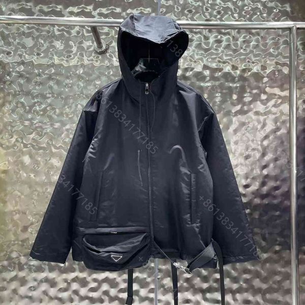 

21ss winter women casual hoodies coat nylon fabric zipper hoodie jackets plus cotton thickening super warm logo brand female designer clothe, Black