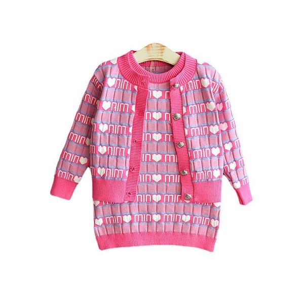 

girls sweater sets kids clothing baby clothes outfits autumn winter knitting patterns cardigan coat sleeveless dress vest suits b8362, Blue