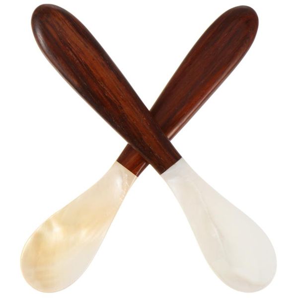 

spoons 2 pcs practical dessert stirring coffee spoon wooden handle shell