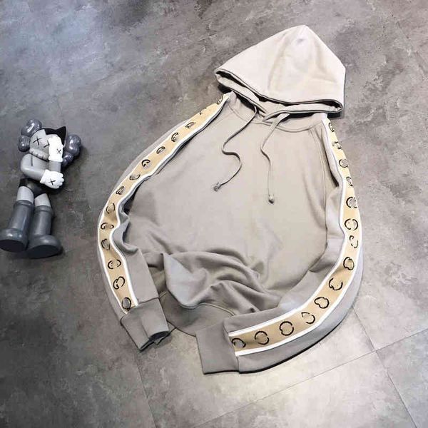 

2022 factory wholesale new model ribbon hooded long sleeved sweater women's spring and autumn loose casual couple large jacket, Black