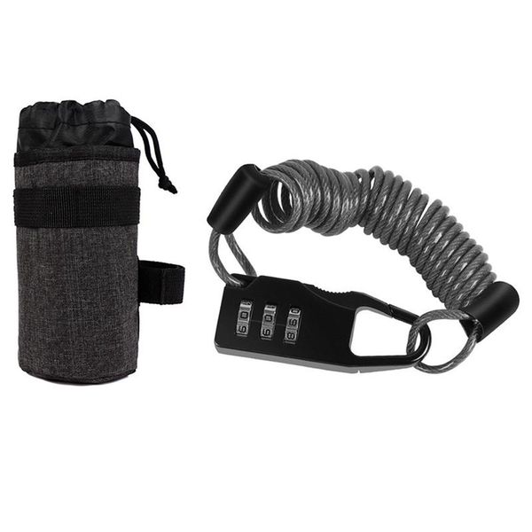 

bike locks bicycle lock helmet 3 digit combination password with water bottle container stem drawstring kettle bag