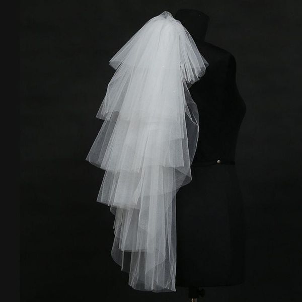 

bridal veils tulle wedding dress fluffy white multi layer hair veil comb bride fairy marriage accessory, Black