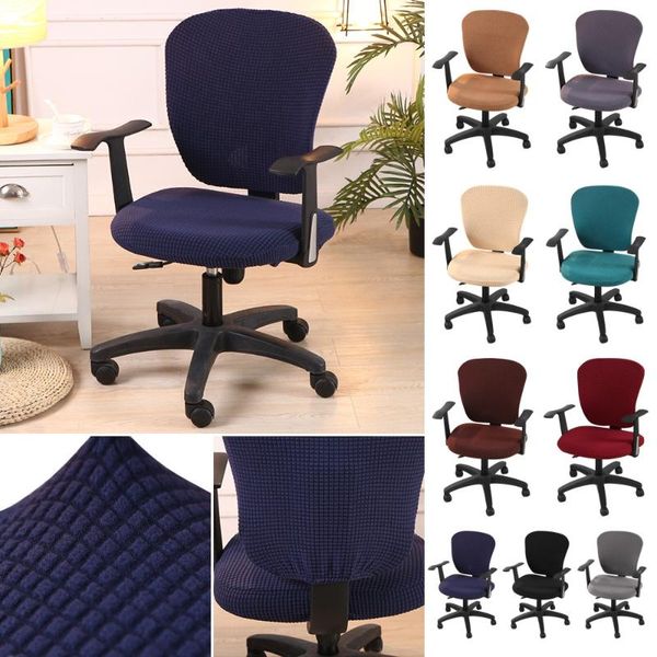 

chair covers solid color elastic computer cover spandex stretch office rotatable seat armchair slipcovers housse de chaise