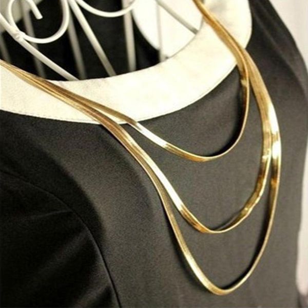 

three layer metal long necklace female jewelry sweater chain zinc alloy button accessories snake bone 68cm chains, Silver