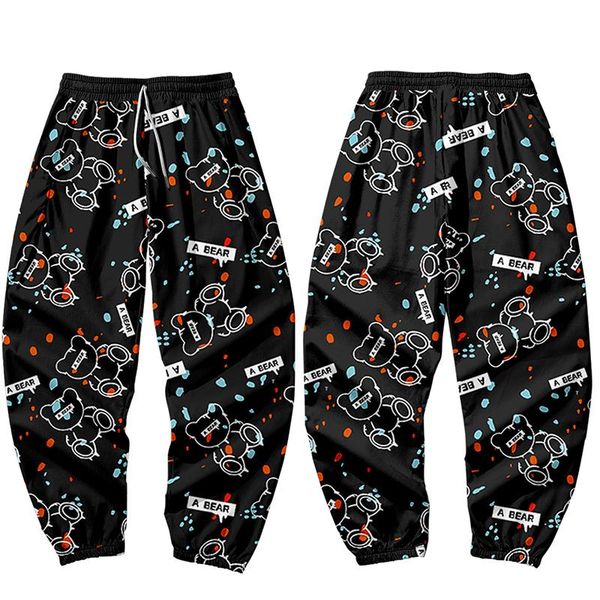 

men's pants fashion black white bear cartoon 3d print jogger harem pant casual men women long loose boy girl harajuku trousers fitness