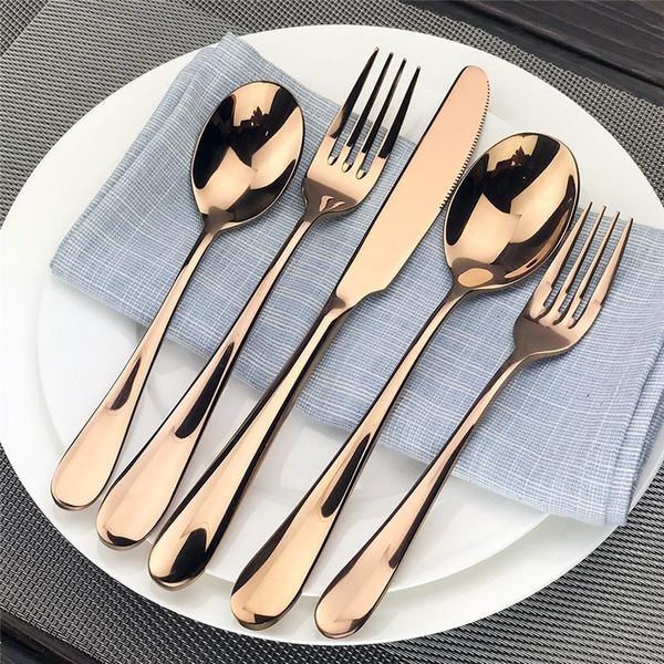 

dinnerware sets 100 stainless steel mirror gold polishing cutlery tableware