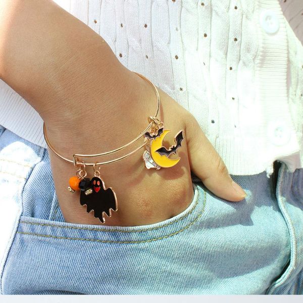 

link, chain hahagirl bohemian black ghost pendant bracelets for women punk halloween party vintage blacelet bangle jewelry girl gifts