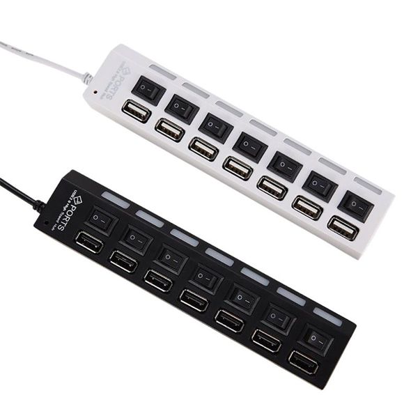 

hubs jdl-a7 usb hub 7 ports micro 2.0 independent switch indicator ultra slim splitter with cable for notebook