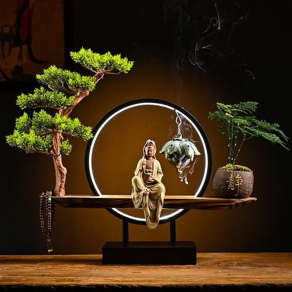 

ceramics backflow incense burner buddha waterfall holder censer aroma avalokitesvara buddhist decoration fragrance lamps