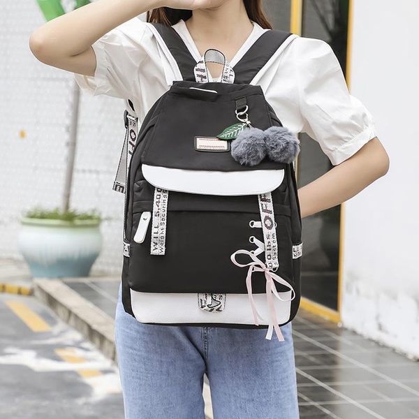

backpack large capacity oxford cloth gray hair ball travel schoolbag