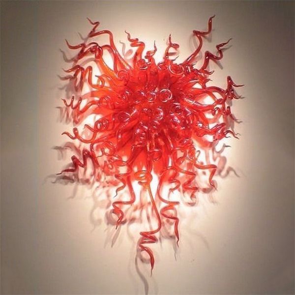 Moderne lampade in borosilicato OEM di colore rosso soffiato a bocca arti artigianali casa per la decorazione della parete del bagno elegante vetro 60 x 80 cm