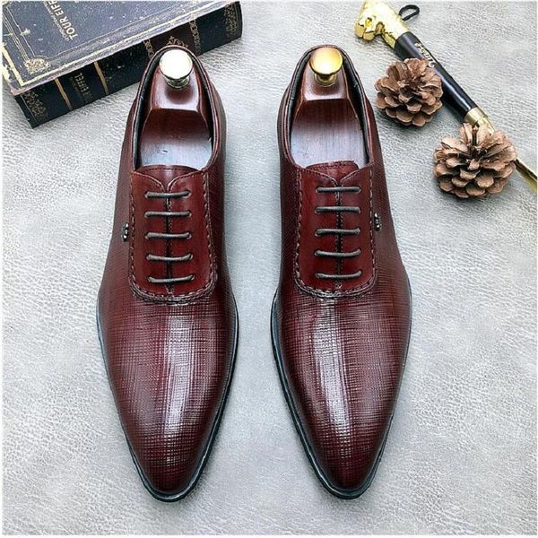 

dress shoes men genuine cow leather wedding casual flats black burgundy oxford for spring da046